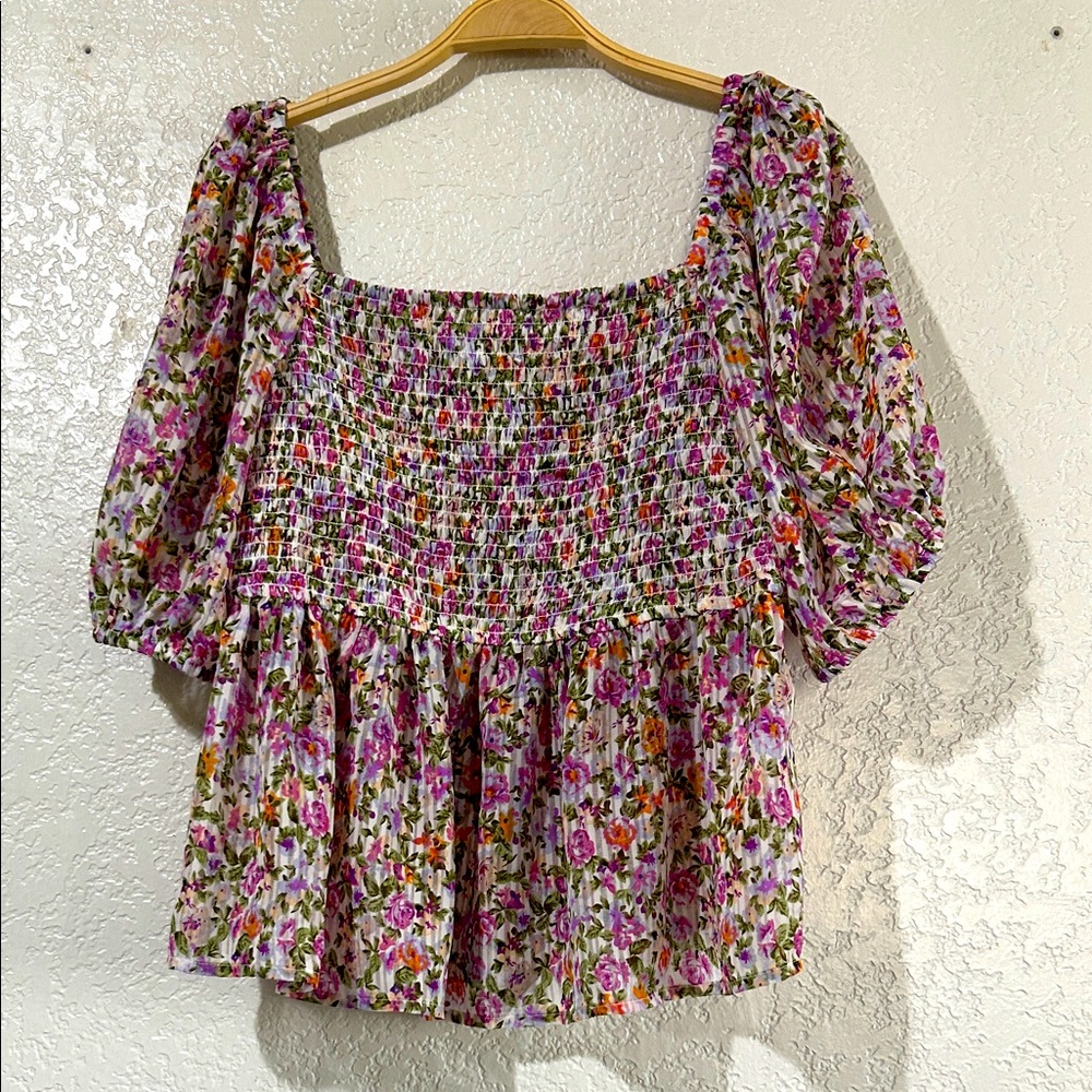 New- Floral Smocked Women's Top